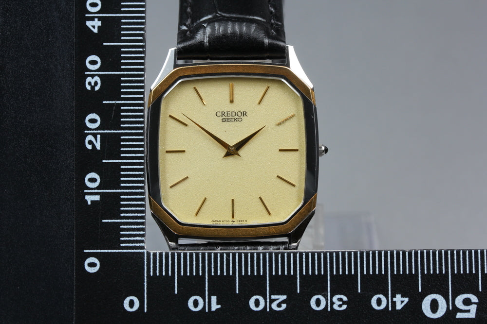 Near MINT SEIKO Credor 6730-5130 Gold Quartz 28.5mm Men's Watch