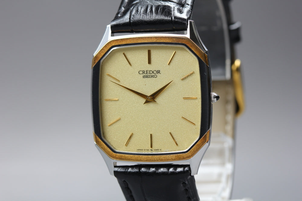 Near MINT SEIKO Credor 6730-5130 Gold Quartz 28.5mm Men's Watch
