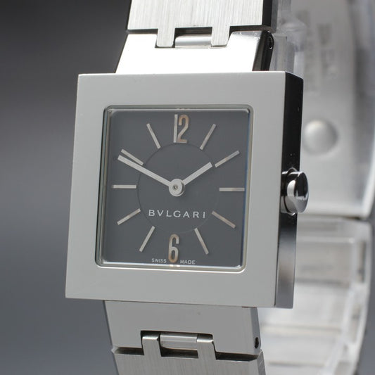 BVLGARI Quadlard SQ22SS Black Quartz 22mm Ladies Watch