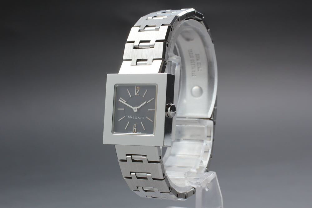 BVLGARI Quadlard SQ22SS Black Quartz 22mm Ladies Watch
