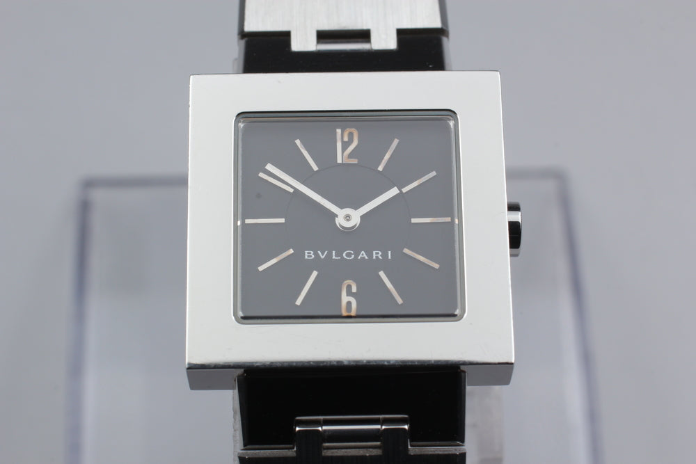 BVLGARI Quadlard SQ22SS Black Quartz 22mm Ladies Watch