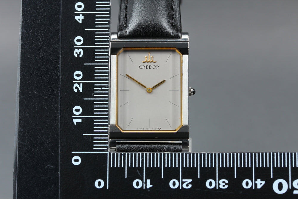 Near MINT SEIKO Credor 8420-6990 Silver Quartz 22.1mm Men's Watch 1984