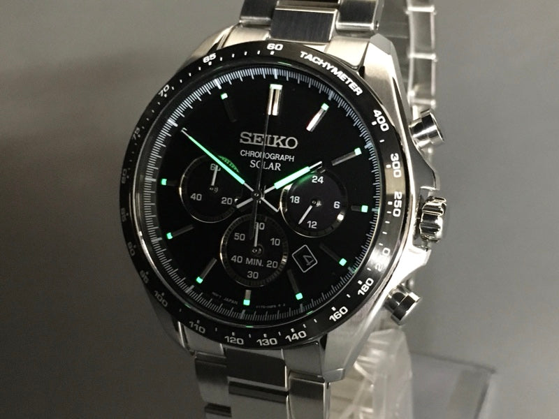 MINT SEIKO V175-0FA0 Black Solar Watch