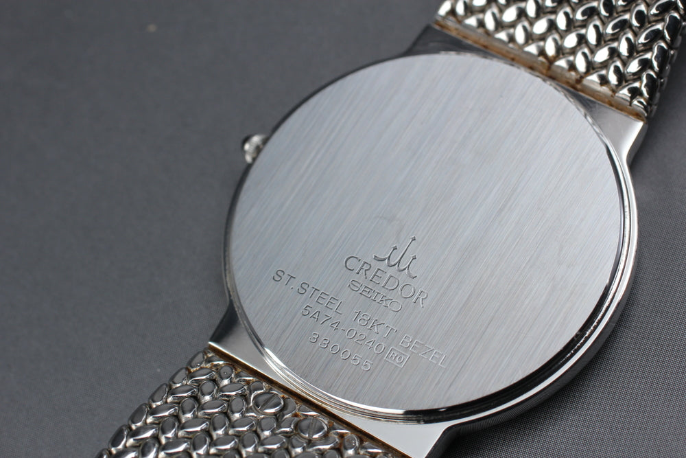 Near MINT SEIKO Credor 5A74-0240 White Quartz 32mm Men's Watch 1993 – photo 6