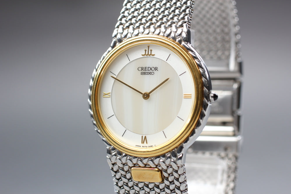 Near MINT SEIKO Credor 5A74-0240 White Quartz 32mm Men's Watch 1993 – photo 3