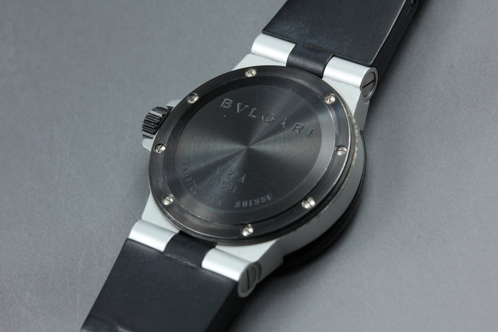 Near MINT BVLGARI Aluminum AL29A Silver Quartz 30mm Ladies Watch