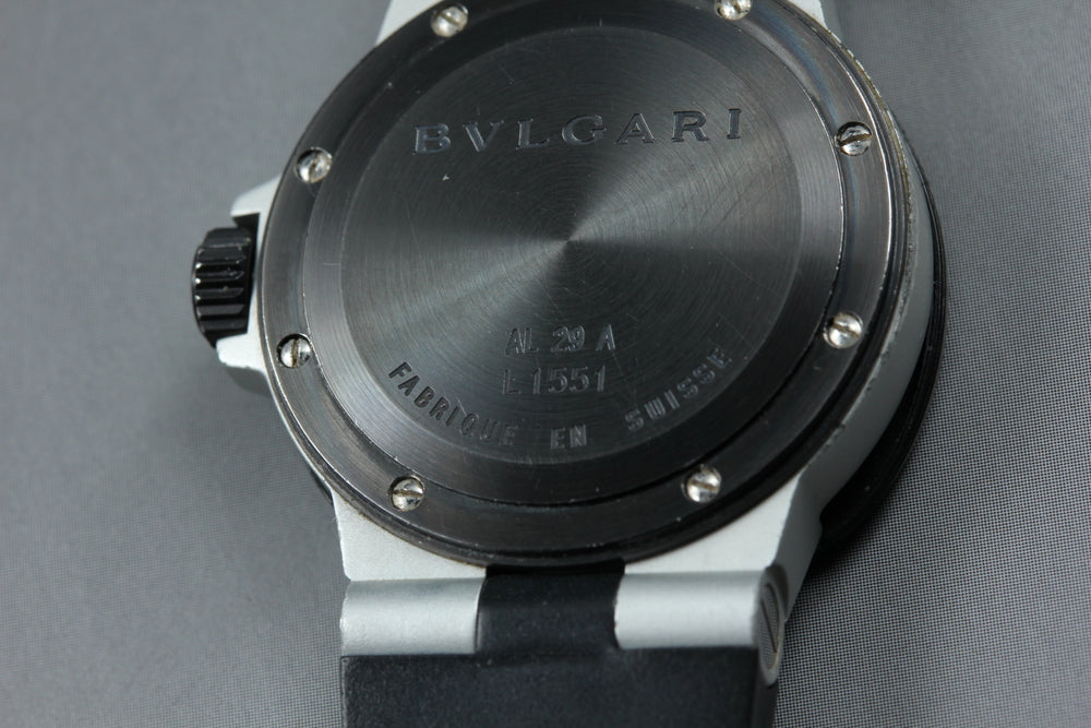 Near MINT BVLGARI Aluminum AL29A Silver Quartz 30mm Ladies Watch