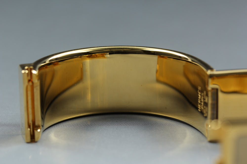 Near MINT HERMES Loquet L01.201 Gold Quartz 18.9mm Ladies Watch