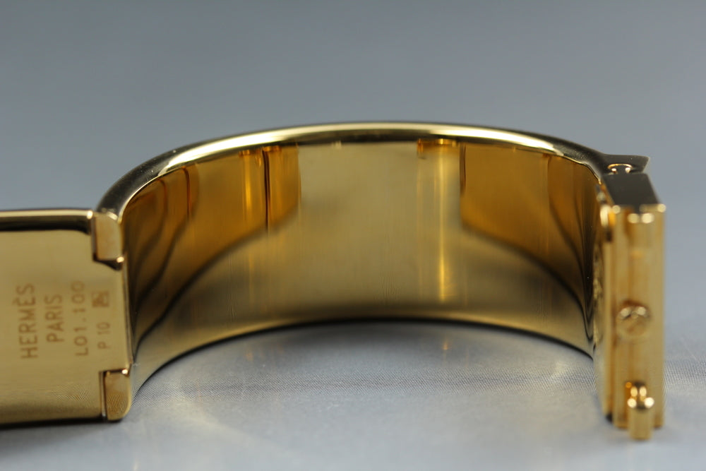 Near MINT HERMES Loquet L01.201 Gold Quartz 18.9mm Ladies Watch