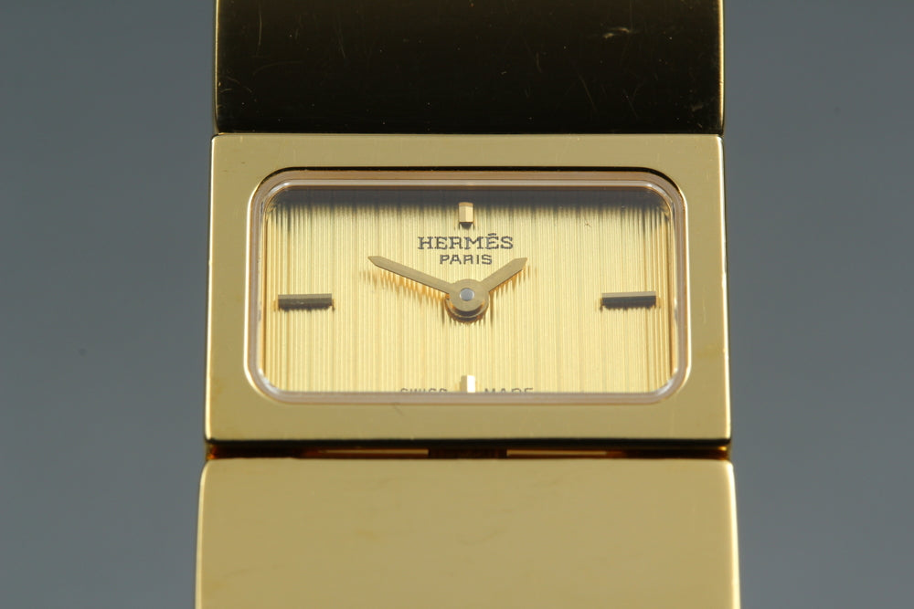 Near MINT HERMES Loquet L01.201 Gold Quartz 18.9mm Ladies Watch