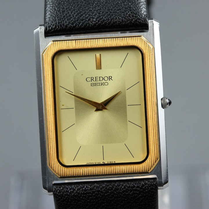 Near MINT SEIKO Credor 6730-5090 Gold Quartz 24.3mm Men's Watch 1981