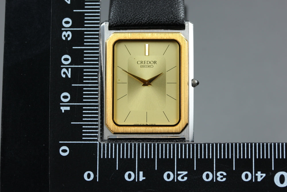 Near MINT SEIKO Credor 6730-5090 Gold Quartz 24.3mm Men's Watch 1981