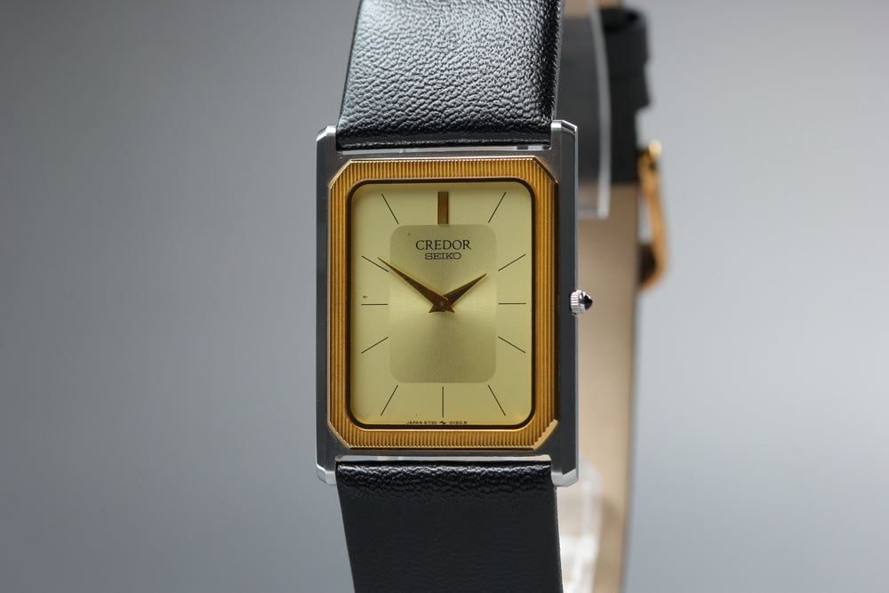 Near MINT SEIKO Credor 6730-5090 Gold Quartz 24.3mm Men's Watch 1981