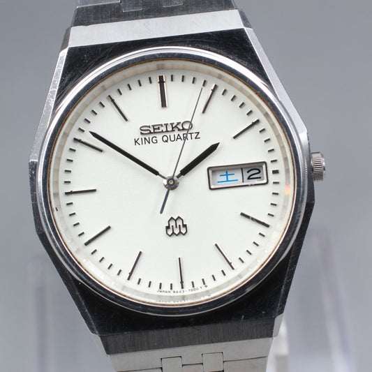 SEIKO King Quartz 9443-700A White Quartz 33.5mm Men's Watch 1982