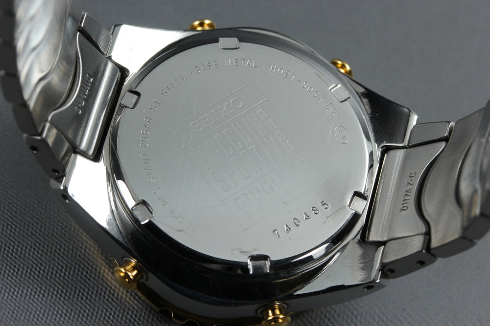 Near MINT SEIKO Macchina Sportiva H021-803A White Quartz 41mm Men's Watch 1987