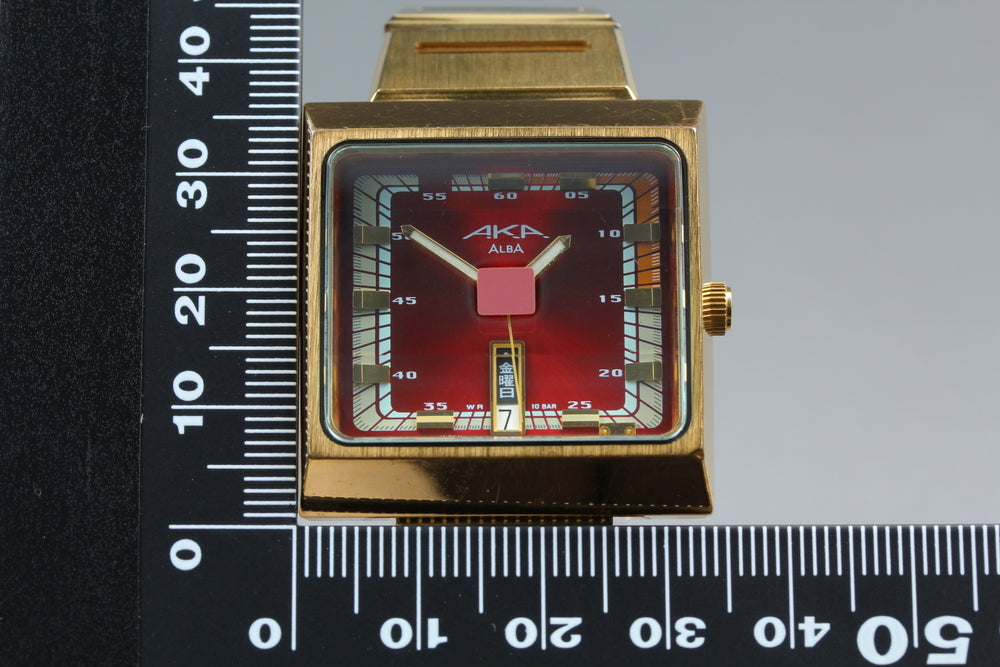 SEIKO ALBA V733-5A40 Red Quartz 34mm Men's Watch