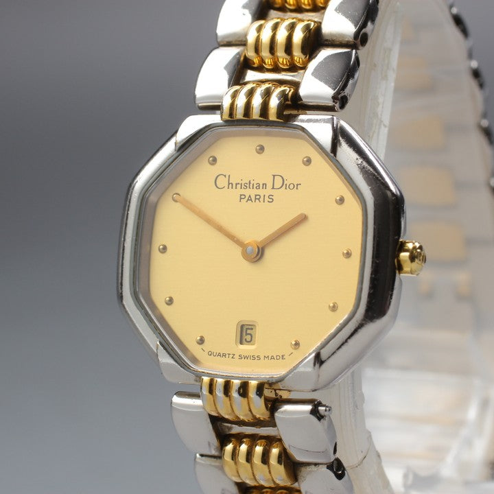 Near MINT Christian Dior D48-203 Gold Quartz 25mm Ladies Watch