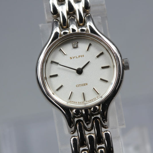 Near MINT CITIZEN SYLPH 5420-F45081 Silver Quartz 19mm Ladies Watch