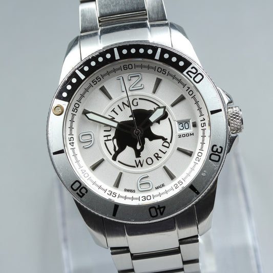 Near MINT Hunting World Mountain Stream HW-911 Silver Quartz 39mm Men's Watch