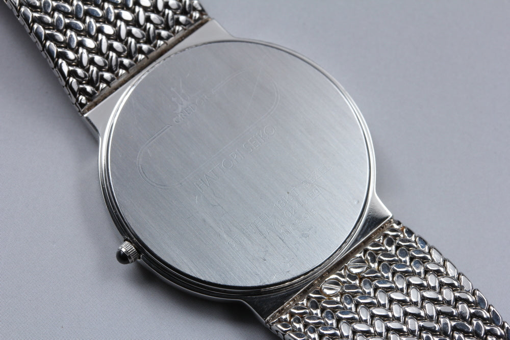 Near MINT SEIKO Credor 5A74-0240 Silver/Gold Quartz 32mm Men's Watch