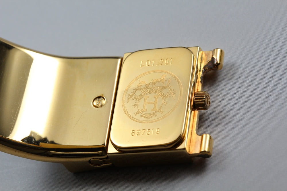 Near MINT HERMES Loquet L01.201 Gold Quartz 19mm Ladies Watch