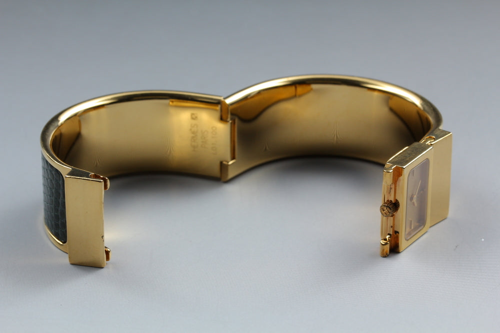 Near MINT HERMES Loquet L01.201 Gold Quartz 19mm Ladies Watch