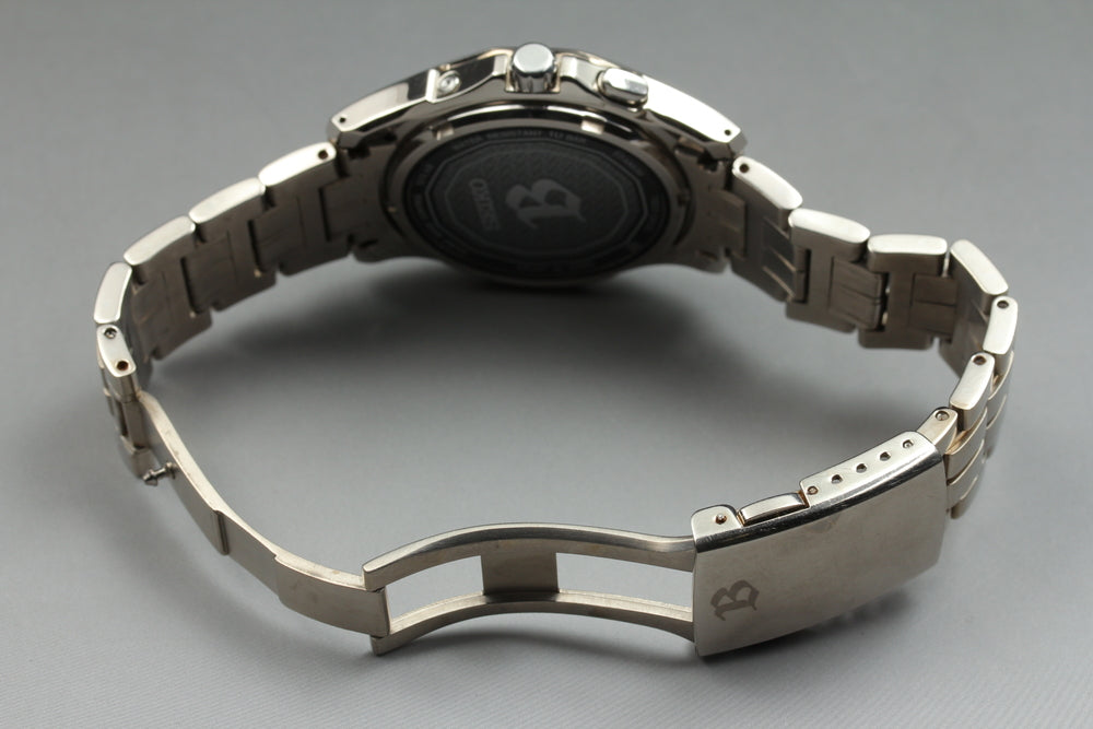 Near MINT SEIKO Brightz BRIGHTZ 7B22-0AC0 Black Solar 28mm Men's Watch
