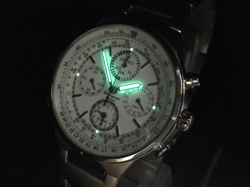 Near MINT SEIKO 7T34-0AA0 White Quartz 39mm Men's Watch