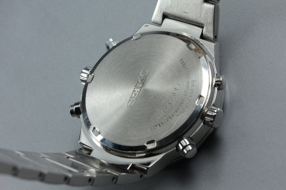 Near MINT SEIKO 7T34-0AA0 White Quartz 39mm Men's Watch