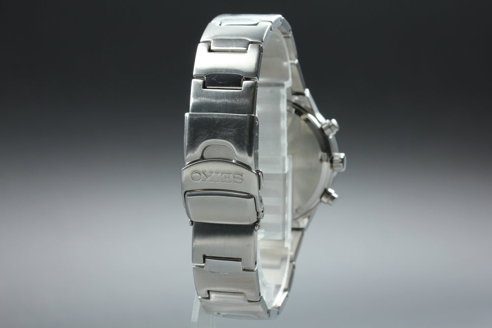 Near MINT SEIKO 7T34-0AA0 White Quartz 39mm Men's Watch