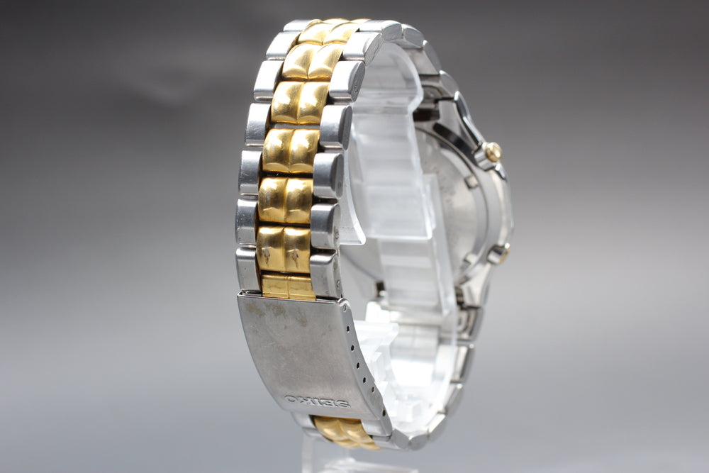 SEIKO Sports 150 Chronograph Alarm 7T34-7A10 Gold Quartz 38mm Men's Watch 1992