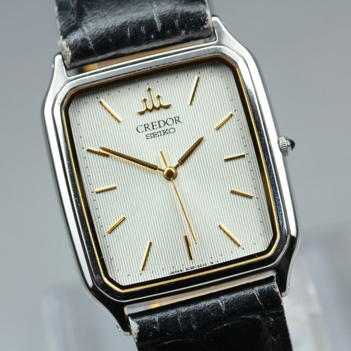 Near MINT SEIKO Credor 8J81-5020 Silver Quartz 28mm Men's Watch