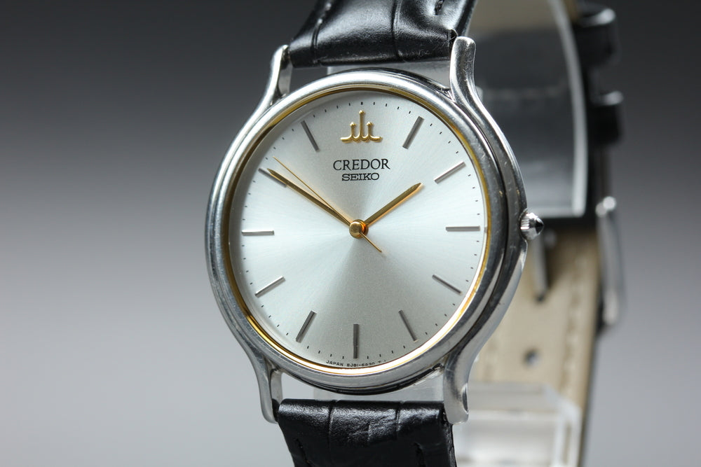 Near MINT SEIKO Credor 8J81-6A30 Silver Quartz 32mm Men's Watch 1994