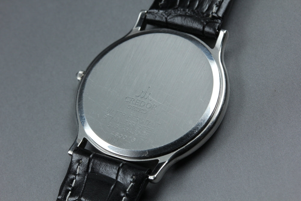 Near MINT SEIKO Credor 8J81-6A30 Silver Quartz 32mm Men's Watch 1994