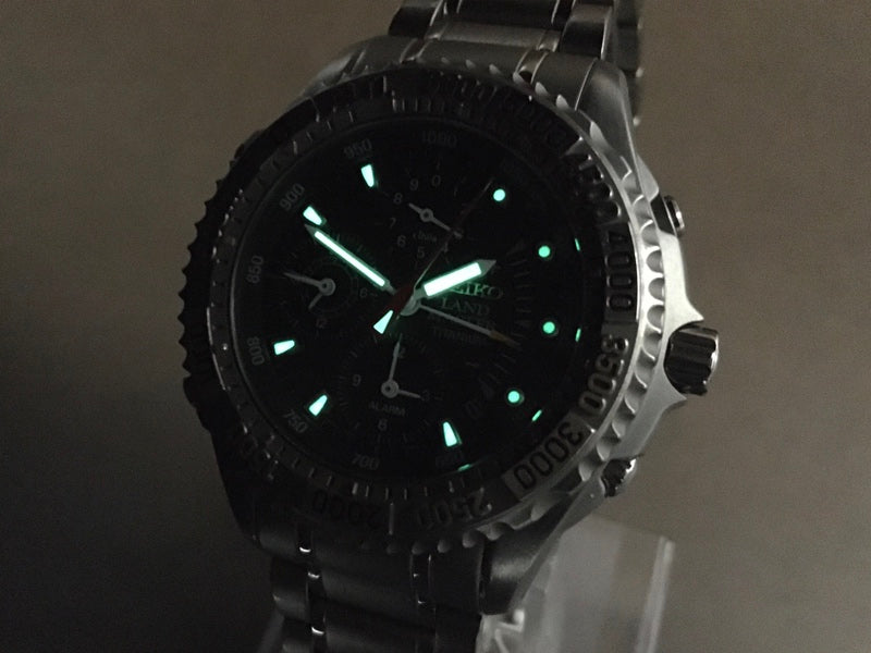 Near MINT SEIKO LANDMASTER SUMMITER SBCN003/7K32-0A10 Black Quartz 42mm Men's Watch 1992