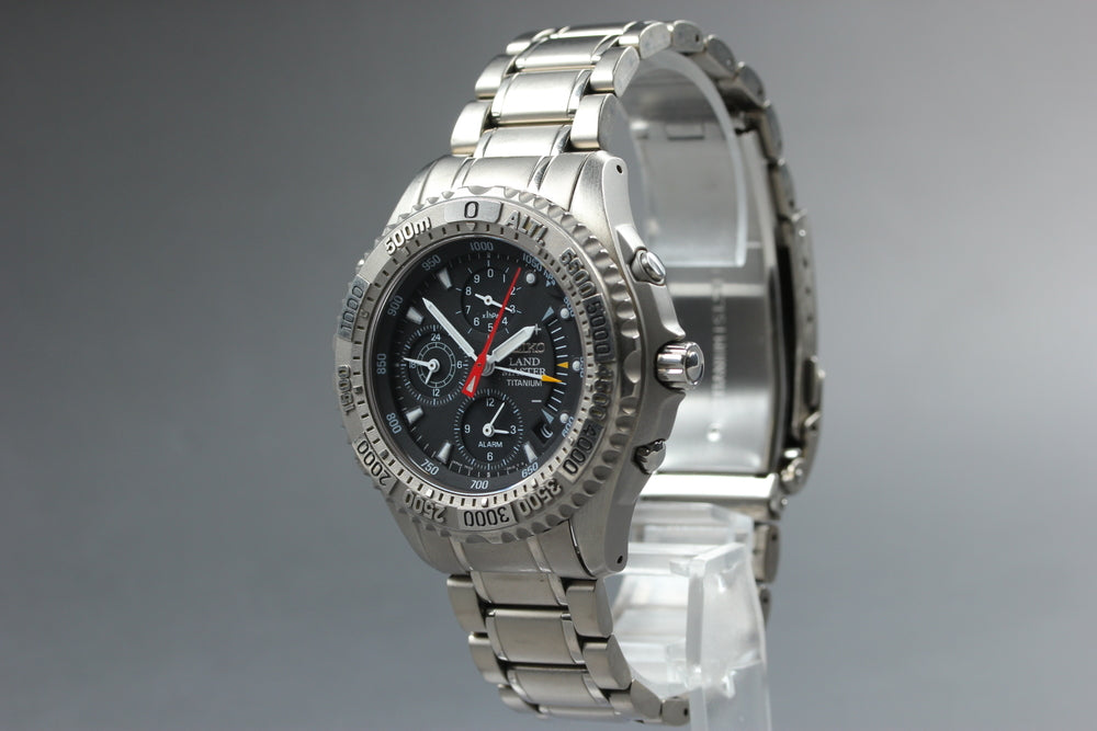 Near MINT SEIKO LANDMASTER SUMMITER SBCN003/7K32-0A10 Black Quartz 42mm Men's Watch 1992