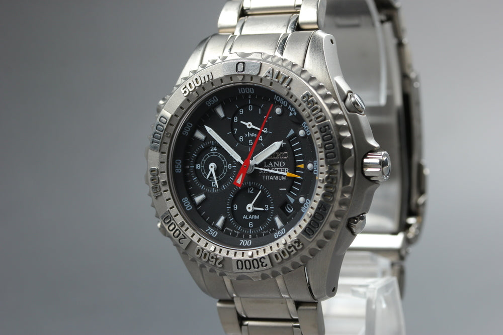 Near MINT SEIKO LANDMASTER SUMMITER SBCN003/7K32-0A10 Black Quartz 42mm Men's Watch 1992