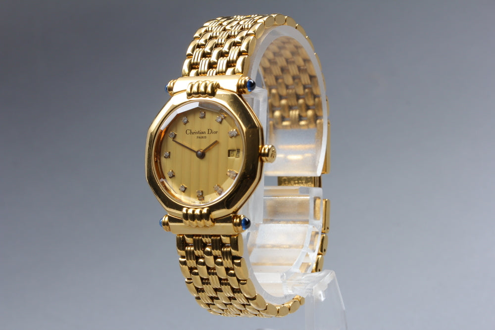 Near MINT Christian Dior 64151 Gold Quartz 25mm Ladies Watch