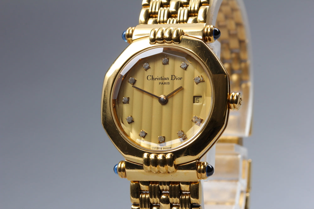 Near MINT Christian Dior 64151 Gold Quartz 25mm Ladies Watch