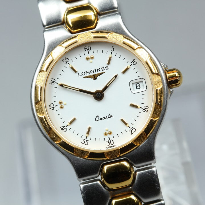 Near MINT LONGINES Conquest L1.114.3 White Quartz 25mm Ladies Watch