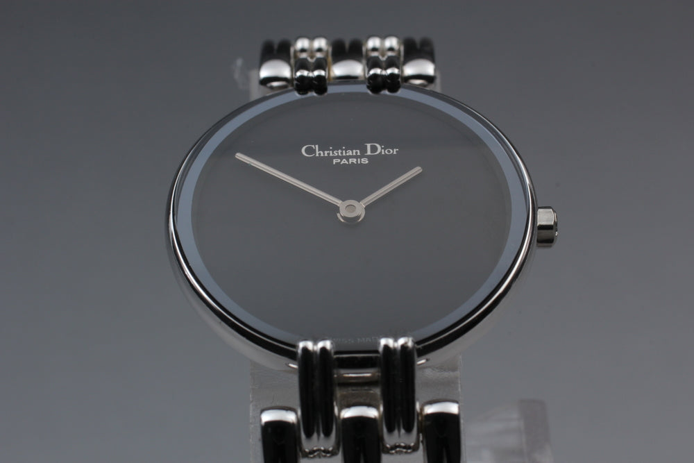 Near MINT Christian Dior D44-120 Black Quartz 24mm Ladies Watch