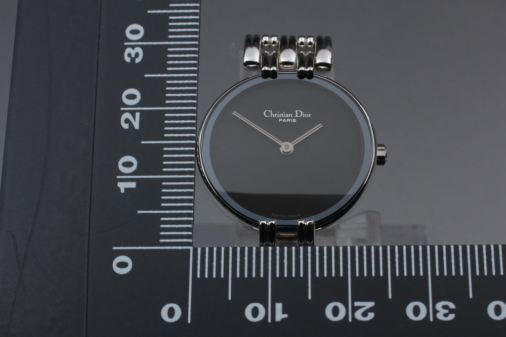 Near MINT Christian Dior D44-120 Black Quartz 24mm Ladies Watch