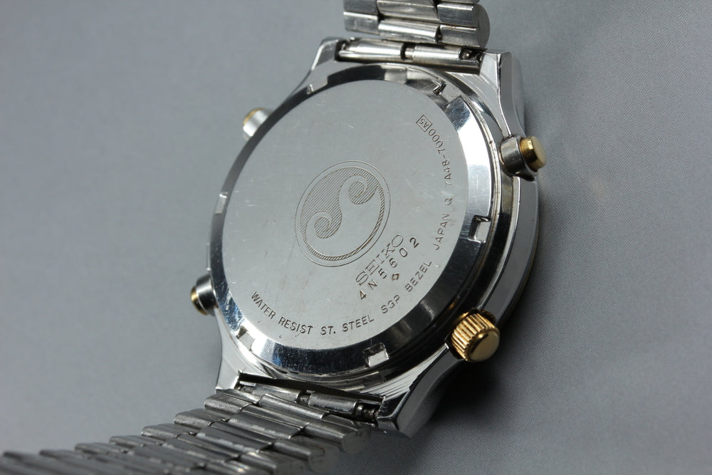 SEIKO Chronograph Moon Phase 7A48-7000 White Quartz 37mm Men's Watch 1984