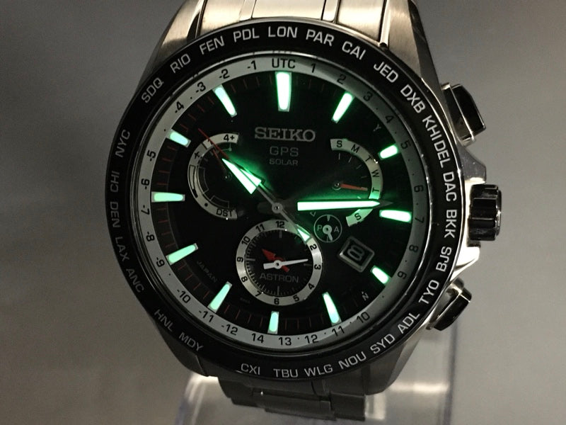 Near MINT SEIKO Astron SBXB051/8X53-0AD0-2 Black Solar 44mm Men's Watch
