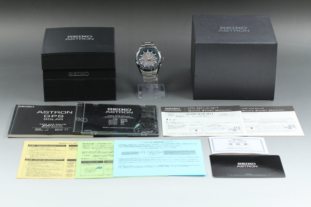Near MINT SEIKO Astron 7X52-0AE0 Black Solar 56.6mm Men's Watch