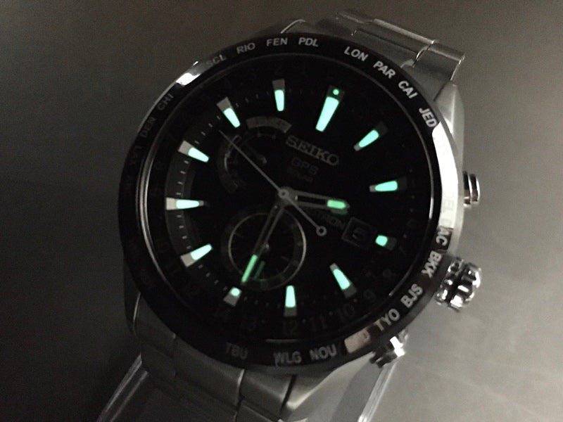 Near MINT SEIKO Astron 7X52-0AE0 Black Solar 56.6mm Men's Watch