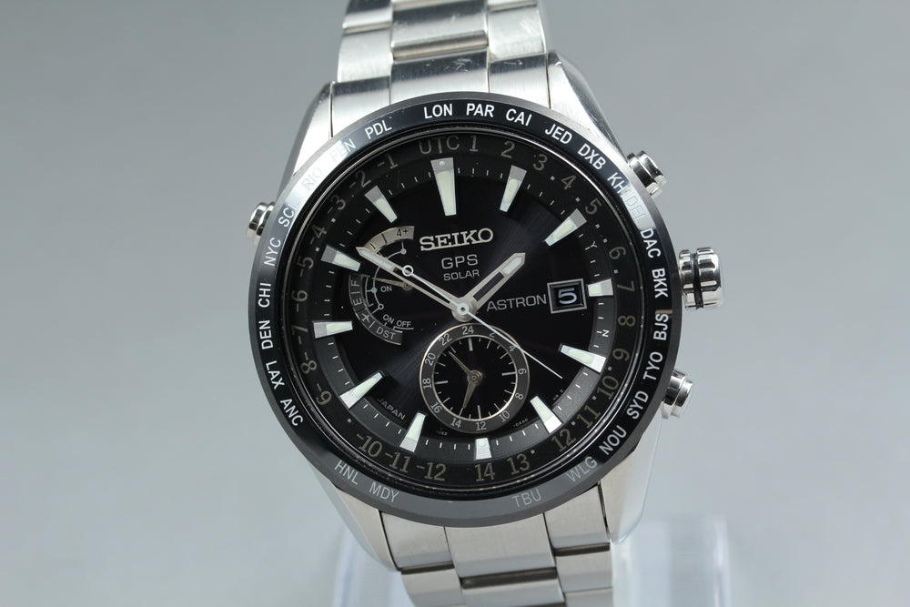 Near MINT SEIKO Astron 7X52-0AE0 Black Solar 56.6mm Men's Watch