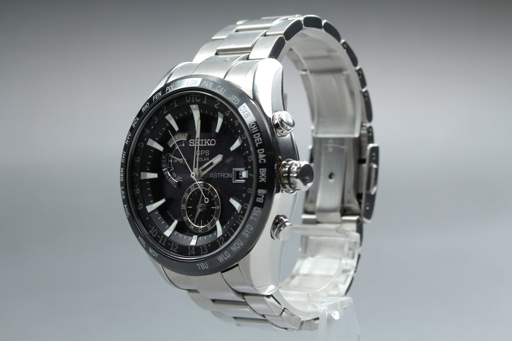 Near MINT SEIKO Astron 7X52-0AE0 Black Solar 56.6mm Men's Watch