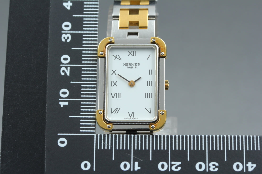 Near MINT HERMES Clojure CR1.220 White Quartz 18mm Ladies Watch