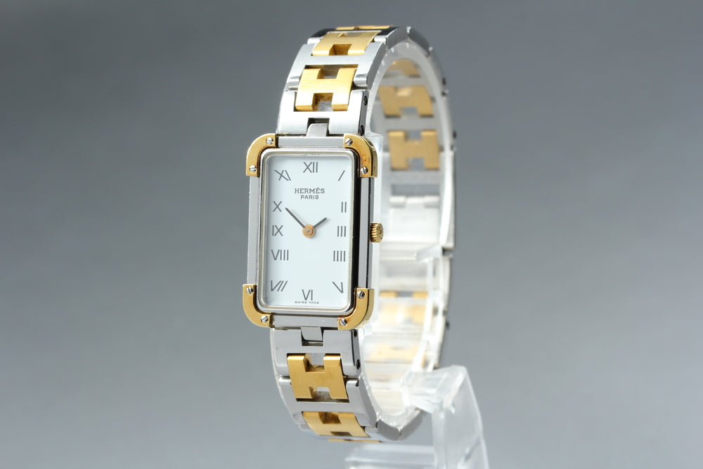 Near MINT HERMES Clojure CR1.220 White Quartz 18mm Ladies Watch